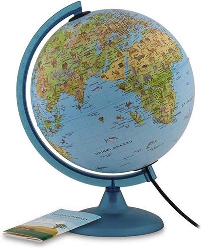 Folieballon Safari voor kinderen en jongeren - verlicht draaibaar - geïllustreerde cartografie - brochure met informatie - Meridian-schaal - diameter 25 cm