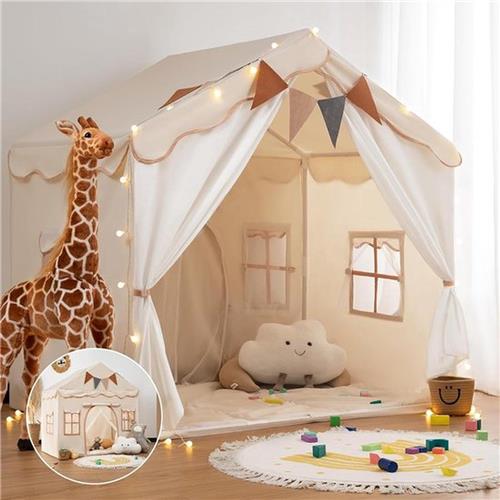 Speeltent - Speeltent voor Kinderen 2-in-1 met Mat en Verlichting - Bedtent Prinsessentent Groot Kinderhuis - Binnen en Buiten - Kinderspeelhuis met 2 Deuren voor Peuter