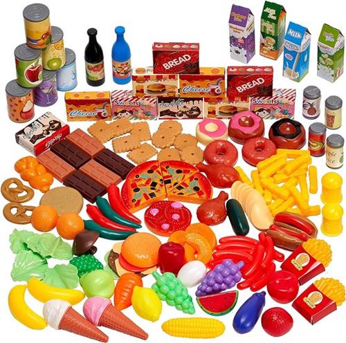 150 Speelgoedeten voor Kinderen, Fantasiespel - Fruit, Groenten en Meer - 100% BPA-Vrij - Verjaardags- en Kerstcadeau voor Jongens en Meisjes