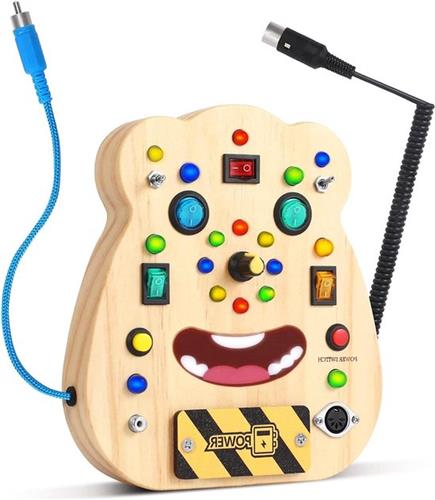 Busy Board Montessori Toys With LED Lights and Sounds - Educational Wooden Toys