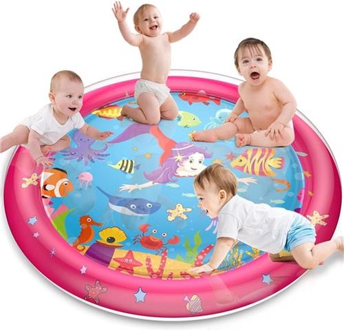 Speelmat Opblaasbare Watermat 100x100cm PVC Waterdicht Activiteitencentrum - Zeemeermin Stijl 3-6-9-12 Maanden Groei Baby Babyspeelgoed