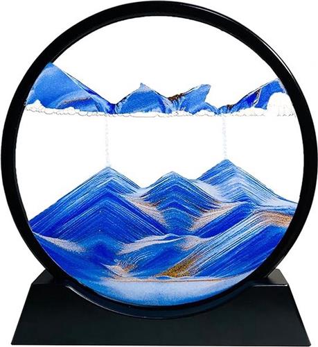 Zandkunst In Glas - Bewegende Zandkunst 3D - Zandloper Decoratie Thuis - 100% Tevredenheidsgarantie - Blauw Zand