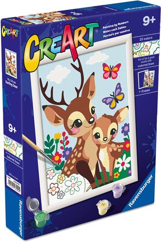 Ravensburger - CreArt Junior - Vrolijke Herten - Creativiteit, Verfproducten - Schilderen op Nummer