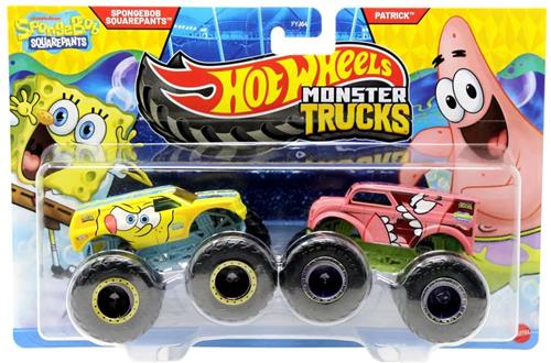 Hot wheels Monster Jam truck 2-pack - Spongebob Squarepants & Patrick - monstertrucks 9 cm schaal 1:64
