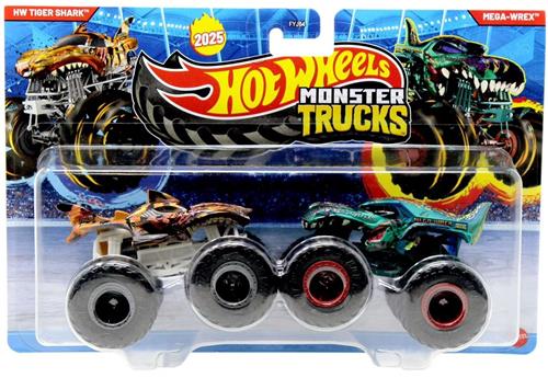 Hot wheels Monster Jam truck 2-pack - Tiger Shark & Mega-Wrex - monstertrucks 9 cm schaal 1:64