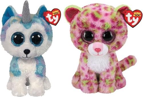 Ty - Knuffel - Beanie Buddy - Helena Husky & Lainey Leopard