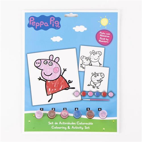 Peppa Pig Verf op Nummer Set  Inclusief 6 Vellen, 6 Kleuren & Penseel  Creatief Knutselen voor Kinderen
