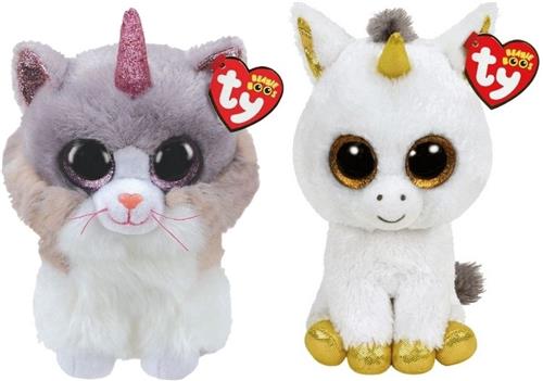 Ty - Knuffel - Beanie Buddy - Asher Cat & Pegasus Unicorn