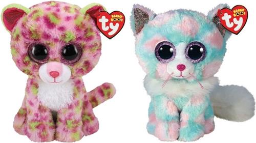 Ty - Knuffel - Beanie Buddy - Lainey Leopard & Opal Cat