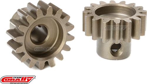 Team Corally - M1.0 Motortandwiel - Kort - Gehard staal - 16 Tanden - Motoras dia. 5mm