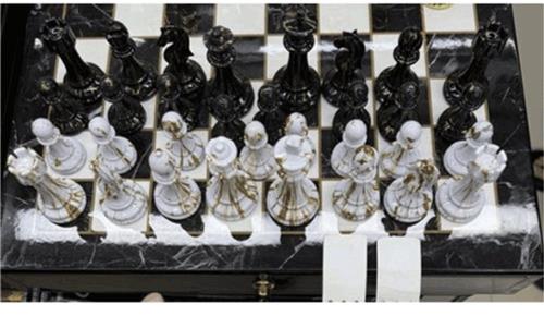 Schaakset Marmer-look compleet met laden