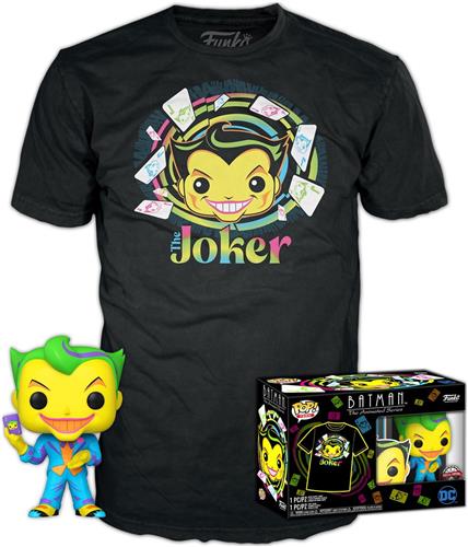 DC Comics Batman Joker Exclusieve POP & T-shirt Set - Blacklight Zwart (Maat: M)