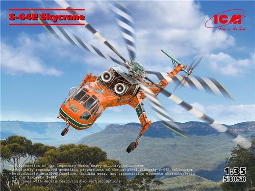 ICM Modelbouwpakket Militaire voertuigen - 53058 Sikorsky S-64 Skycrane - Amerikaanse Transporthelikopter Plastic - 1:35 -
