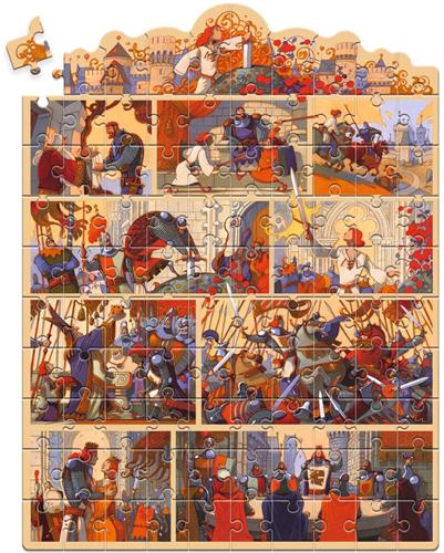 jeco vertel puzzel King Arthur - Kartonnen puzzel met 100 stukjes (38 x 50 cm) + 1 poster (26 x 34 cm) + 3 kartonnen figuren