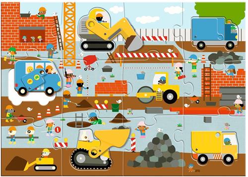 Djeco puzzel bouwplaats - reuzenpuzzel 12+5 stuks.