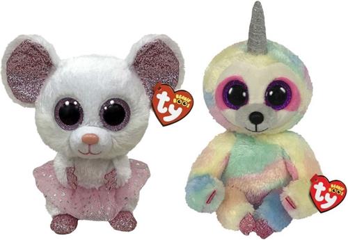 Ty - Knuffel - Beanie Buddy - Nina Mouse & Cooper Sloth