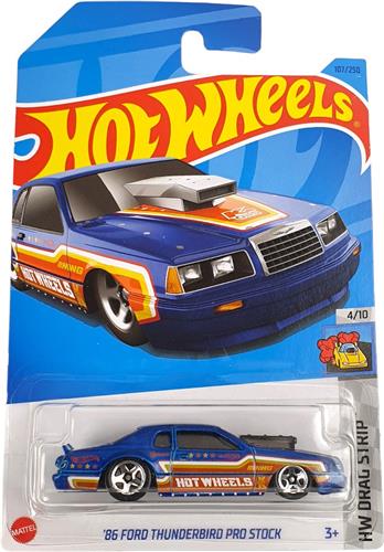HOT WHEELS '86 FORD THUNDERBIRD PRO STOCK METALIC BLUE 107/250 1:64 HW DRAG STRIP 4/10