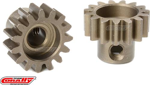 Team Corally - M1.0 Motortandwiel - Kort - Gehard staal - 15 Tanden - Motoras dia. 5mm