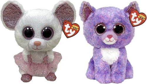 Ty - Knuffel - Beanie Buddy - Nina Mouse & Cassidy Cat