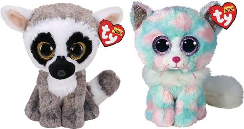 Ty - Knuffel - Beanie Buddy - Linus Lemur & Opal Cat