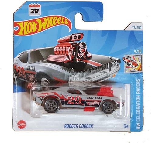 HOT WHEELS RODGER DODGER 29 WHITE 77/250 (1:64) HW CELEBRATION RACERS 5/10