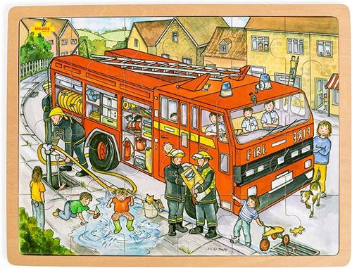 Bigjigs 24 Piece Puzzle Tray - Fire Engine