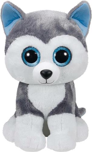 TY Husky hond Beanie - pluche knuffels - grijs/wit - 42 cm - knuffeldieren