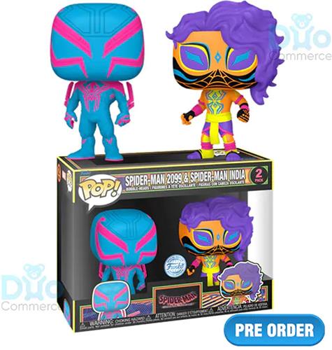 Funko Pop! Spider-Man: Across the Spider-Verse - Spider-Man 2099 & Spider-Man India Blacklight Exclusive