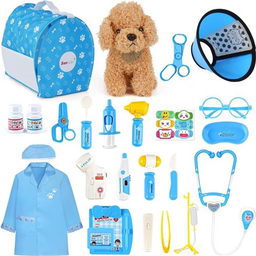 DailySupplies® Dierenarts Speelgoed - Dokterset - Kinderspeelgoed voor Jongens en Meisjes - Vanaf 2 Jaar geschikt voor 3 4 5 en Ouder - Blauw