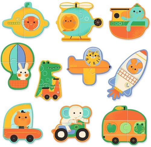 Djeco voertuigen puzzel Duo - educatief speelgoed voor kinderen.