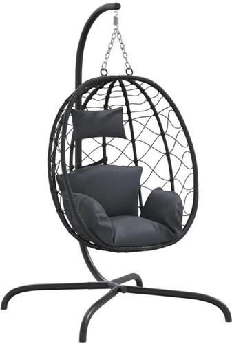 Hangstoel Ei  Hangstoel Schommelstoel Tuinstoel Relaxstoel  Stevig Gepoedercoat Stalen Frame  Synthetisch PE-Rattan  Met Kussen  Weerbestendig  Binnen & Buiten  Tot 150 kg  Compact Design