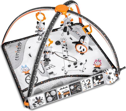 Baby Speelkleed met Boog - Kinderspeelgoed 0 & 1 Jaar - Babygym Speeltjes - Speelmat - Grijs