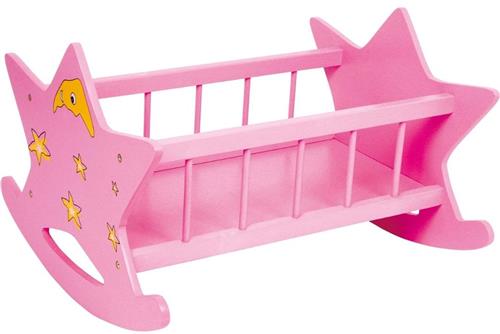 Luxe Poppenbed - Poppenbedje Hout - Poppenhuis Meubels - Roze