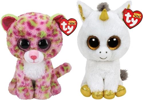 Ty - Knuffel - Beanie Buddy - Lainey Leopard & Pegasus Unicorn