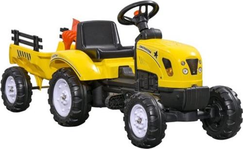 Thuys  Looptractor  Loopauto  Met Aanhangwagen  Vooruit & Achteruit Trappen  Kunststof Wielen  Vernieuwd Design  Geel