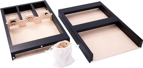 MKSS® Sjoelbak voor Volwassenen en Kinderen - Sjoelbakken Klein - Hout - 80cm - Zwart - Inclusief 12 Sjoelstenen