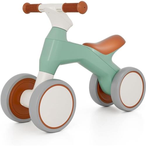 Loopfiets 1 Jaar - Balance Bike voor Meisjes en Jongens - Leren Lopen - 4 Wielen - Groen en Oranje
