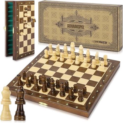 Thuys  Magnetisch Schaakspel  Magnetisch Schaakbord  Schaakbord  30cm x 3cm x 1cm  Bruin