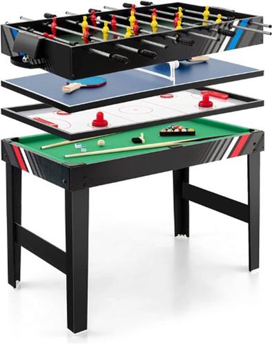 4 in 1 Speeltafel  Airhockeytafel  Voetbaltafel  Pooltafel  Pingpongtafel  Multifunctioneel  Inclusief Accessoires  Volledige Set  Hoge Kwaliteit