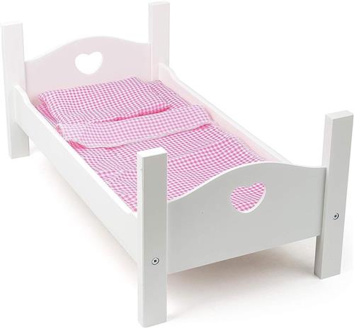 MKSS® Luxe Poppenbed - Poppenbedje - Poppenhuis Meubels - Wit met Roze