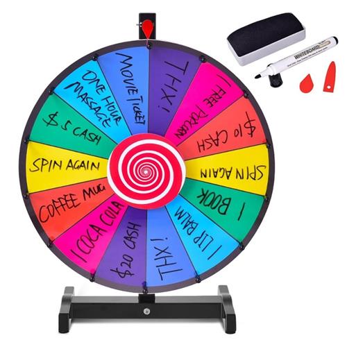 Rad van Fortuin - Draaiwiel Met H-Standaard - Draairad Opnieuw Beschrijfbaar - Compact Opbergen