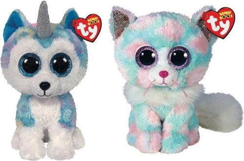 Ty - Knuffel - Beanie Buddy - Helena Husky & Opal Cat