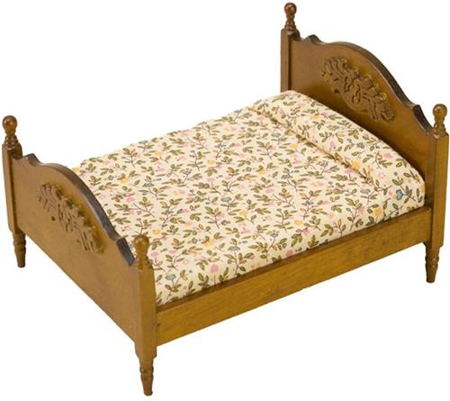 Luxe Poppenbed - Poppenbedje Hout - Poppenhuis Meubels - Bruin