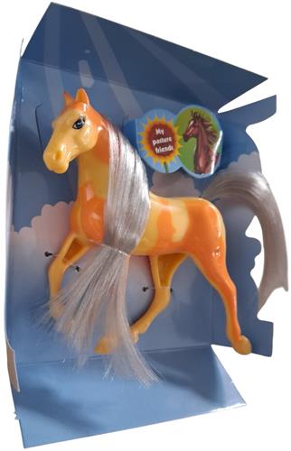 LG Little horse speelpaard geel oranje gevlekt grijs haar