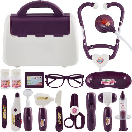 MKSS® Dokterset Speelgoed - Kinderspeelgoed voor Jongens en Meisjes - Vanaf 2 Jaar - Dierenarts Speelgoed - Wit en Paars