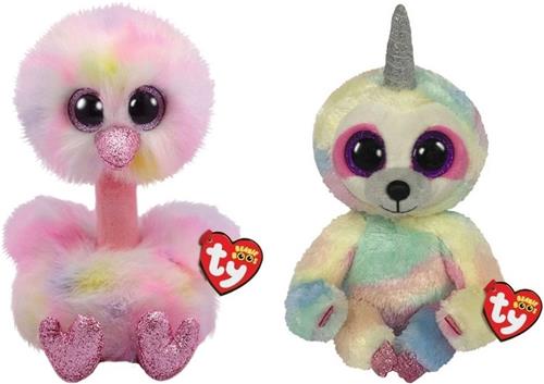 Ty - Knuffel - Beanie Buddy - Avery Ostrich & Cooper Sloth