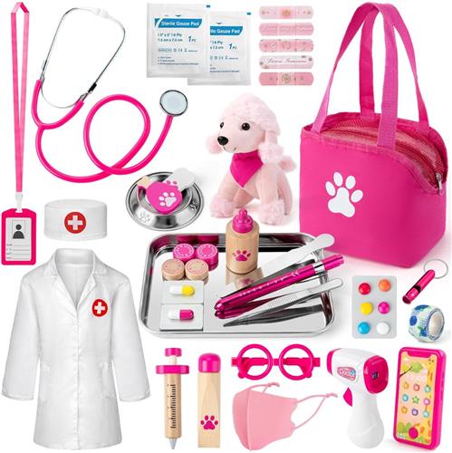 DailySupplies® Dierenarts Speelgoed - Dokterset Kind - Kinderspeelgoed 2 Jaar - Roze met Wit