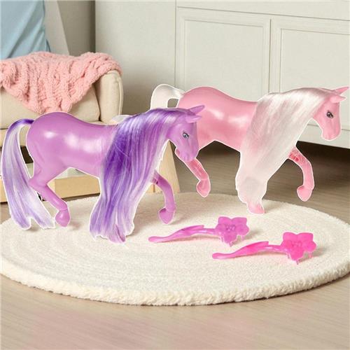 2 x Unicorn paardjes met borstels