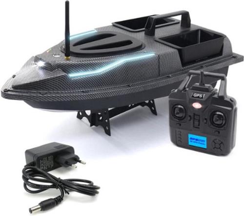 Luxe Voerboot Karper  2KG Laadvermogen  Baitboat  Verlichting  500 Meter Bereik  2 Voerbakken  Geschikt voor Nacht  Afstandsbediening  Zwart