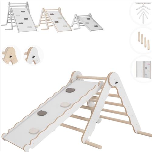 Klimrek Baby - Klimboog Klimdriehoek Natuurlijk Speelplezier - Klimrek Baby Klimboog Hout - Indoor Speeltoestel Kinderen - Wit